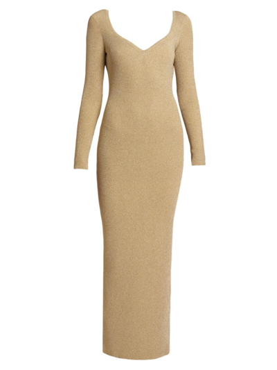 Nina Ricci Crystal-embellished Ribbed Maxi Dress In Gold