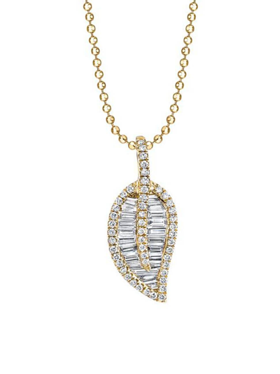 Anita Ko Women's Leaf 18k Yellow Gold & 0.25 Tcw Diamond Pendant Necklace
