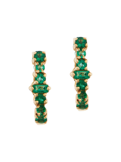 Ileana Makri Women's Rivulet 18k Yellow Gold & Emerald Small Oval Hoop Earrings