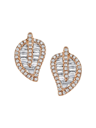 Anita Ko Women's Small 18k Rose Gold & 0.85 Tcw Diamond Leaf Stud Earrings