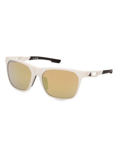 Adidas Originals Men's 55mm Square Sunglasses In White Brown Mirror