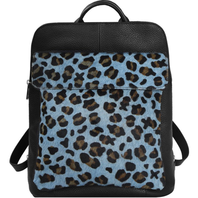 Brix + Bailey Blue Animal Print Premium Leather Convertible Pocket Backpack