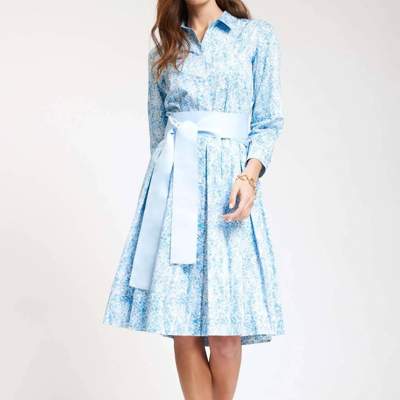 Tyler Boe Carter 3/4 Sleeve Shirtdress In Multi In Blue