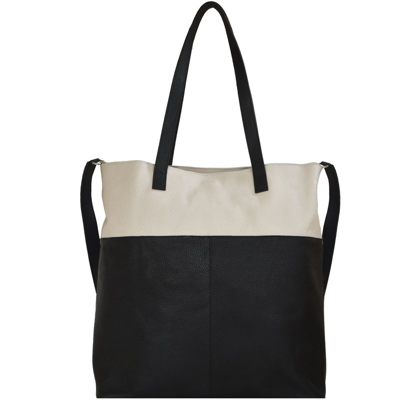 Brix + Bailey Ivory And Black Two Tone Premium Leather Shopper Tote Bag