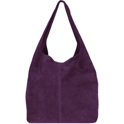 Brix + Bailey Purple Suede Premium Leather Hobo Boho Shoulder Bag
