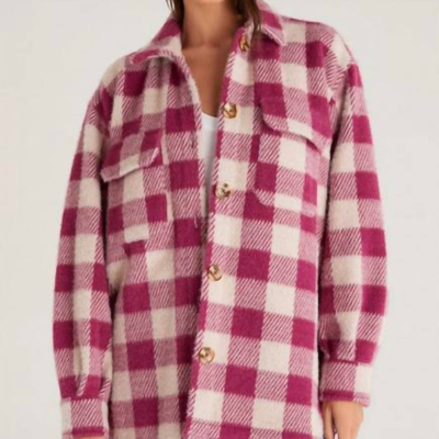 Z Supply Plaid Check Tucker Jacket In Pink