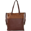 BRIX + BAILEY CHOCOLATE AND TAN TWO TONE PREMIUM LEATHER TOTE SHOPPER BAG