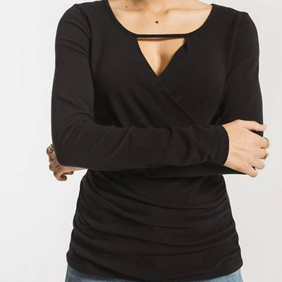 Z Supply The Wrap Long Sleeve Top In Black