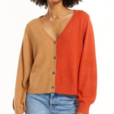 Z Supply Nova Two Color Cardigan In Orange