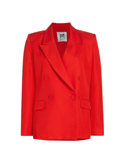 Milly Single-button Cady Blazer In Red