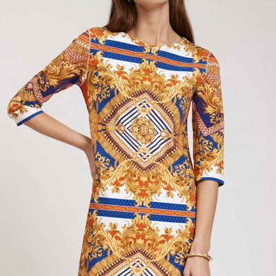 Tyler Boe Alexa Scarf Print Dress In Multi In Gold