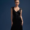 DEER YOU VICTORIA VACATIONING BLACK FULL LENGTH GOWN WITH LACE BACK