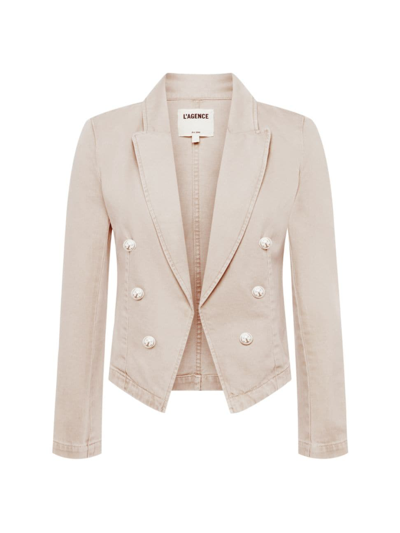 L Agence Women's Wayne Denim Double-breasted Jacket In Sand Dune