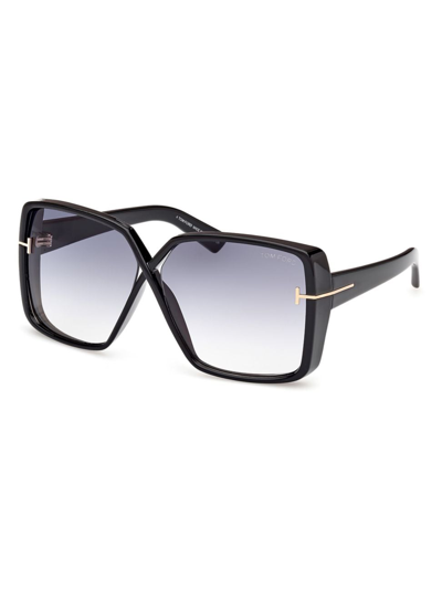 Tom Ford Yvonne 63mm Oversize Gradient Butterfly Sunglasses In Black