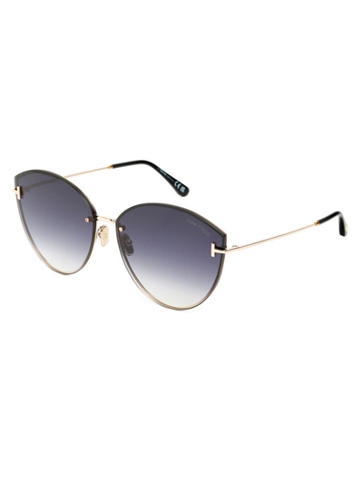Tom Ford Evangeline Metal Cat-eye Sunglasses In Rose Gold Gradient Smoke