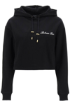 BALMAIN CROPPED HOODIE WITH LOGO EMBROIDERY