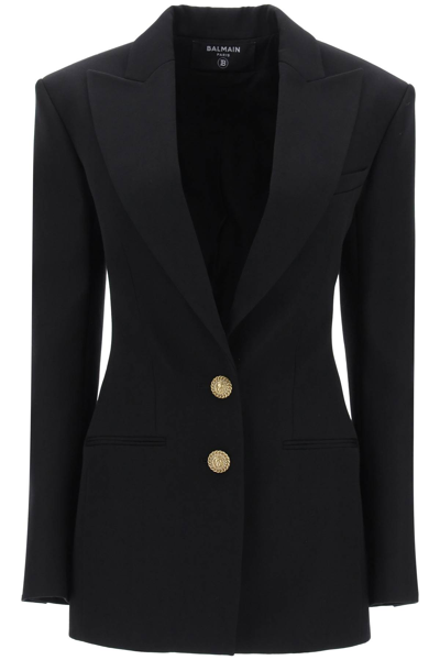 Balmain Fitted Single Breasted Blazer In Black