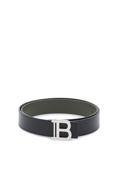 Balmain Reversibile B-belt In Noir Kaki (black)