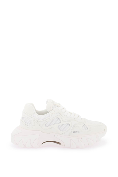 Balmain B-east Leather And Mesh Sneakers In Blanc Optique (white)
