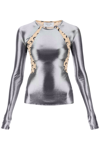 Marine Serre Crescent Moon-print Panneled T-shirt In Silver (silver)