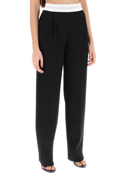 Alexander Wang Straight-cut Pants With Contrasting Logo Band In Black (black)