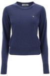 Vivienne Westwood Blue Cashmere-wool Blend Sweater With Ribbed Cuffs In Denim (blue)