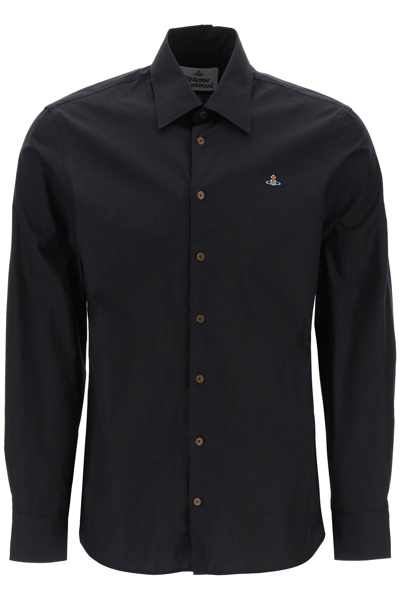 Vivienne Westwood Ghost Shirt With Orb Embroidery In Black