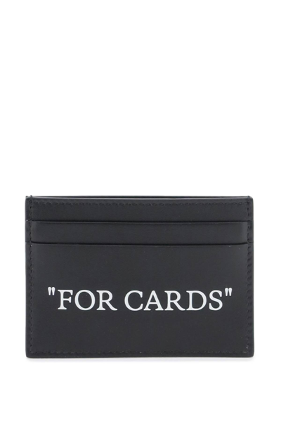 Off-white Bookish Card Holder With Lettering In Black White (black)
