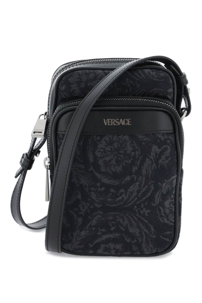 Versace Athena Barocco Crossbody Bag In Black Black Ruthenium (black)