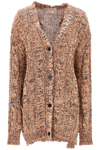 Marni Decorative-stitch Chunky Cable-knit Cardigan In Light Orange (orange)