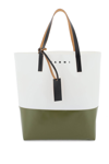 Marni Tribeca Debossed-logo Tote Bag In Lily White Leav Green (green)