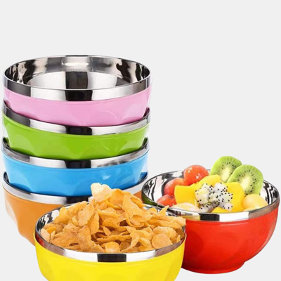 Vigor Multi Colored Double Walled Insulated Metal Bowls
