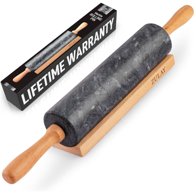 Zulay Kitchen 17-inch Marble Rolling Pin With Stand