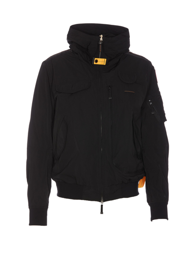 Parajumpers Logo-patch Hooded Bomber Jacket In Black
