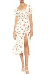 Alexia Admor Iris Smocked Short Sleeve Midi Dress In Ivory Ditzy