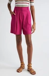 Veronica Beard Noemi Linen Blend Shorts In Wildberry