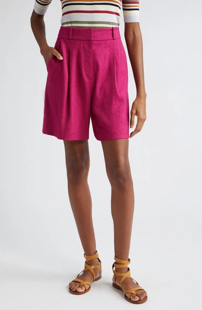 Veronica Beard Noemi Linen Blend Shorts In Wildberry