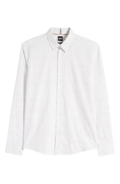Hugo Boss Men's Stretch Confetti-print Sport Shirt In Open White