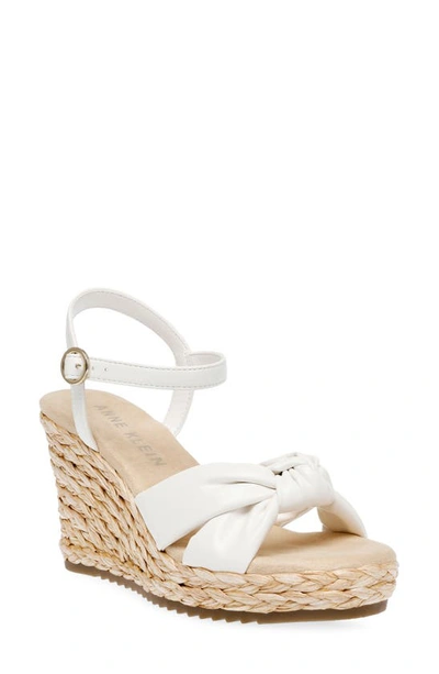 Anne Klein Wintour Espadrille Wedge Sandal In White Smooth