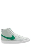Nike Men's Blazer Mid '77 Vintage Leather High-top Sneakers In White/ Malachite/ Photon Dust