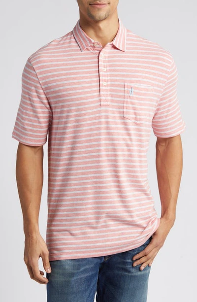 Johnnie-o Matthis Stripe Pocket Polo In Pomegranate