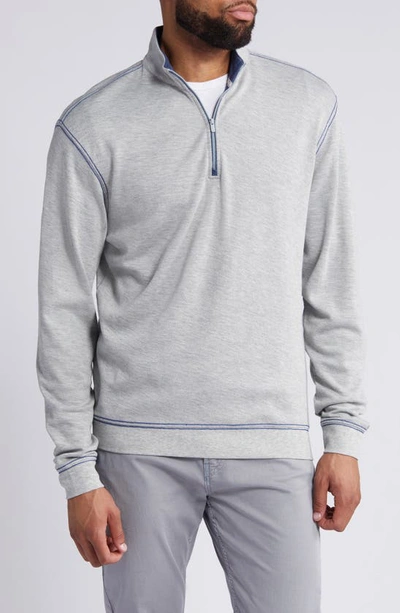 Johnnie-o Hanks Heathered Quarter Zip Pullover In Light Gray