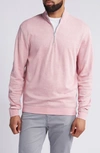 Johnnie-o Hanks Heathered Quarter Zip Pullover In Coral