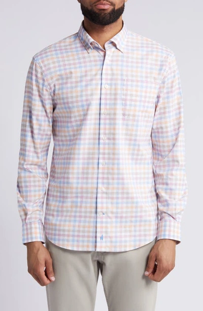 Johnnie-o Scull Check Performance Button-down Shirt In Tahitian