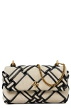 TORY BURCH MINI KIRA WOVEN CANVAS CONVERTIBLE CROSSBODY BAG