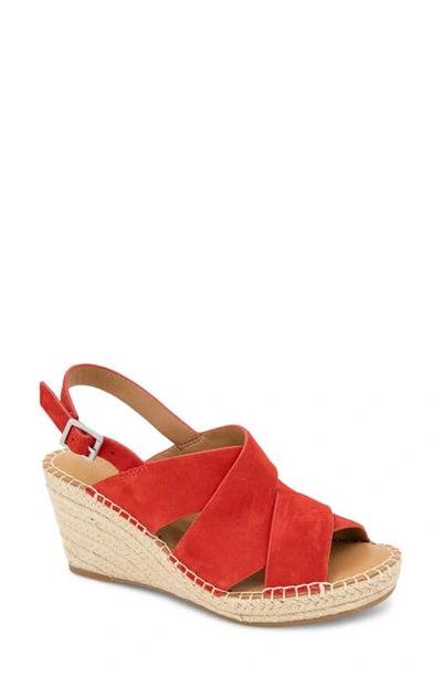 Gentle Souls By Kenneth Cole Claudia Slingback Espadrille Platform Wedge Sandal In Red Suede