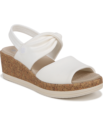 Bzees Remix Washable Wedge Sandals In Bright White Linen Fabric