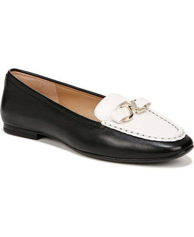 Naturalizer Layla Slip-on Bow Flats In Black,warm White Leather