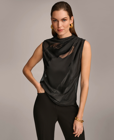Donna Karan Women's Burnout Sleeveless Top In Black