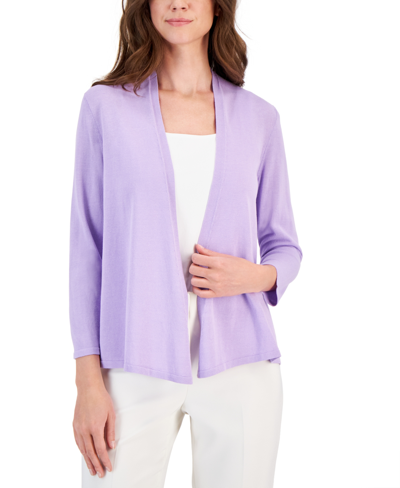 Kasper Women's Solid Soft-edge A-line Cardigan Sweater In Lavender Mist